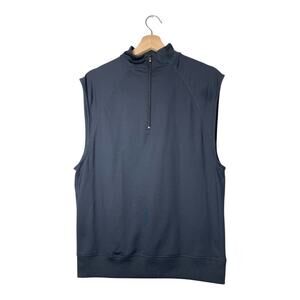 FootJoy FJ Mens Pullover Shirt Sz Small 1/4 Zip Black Golf Sleeveless Polo Vest